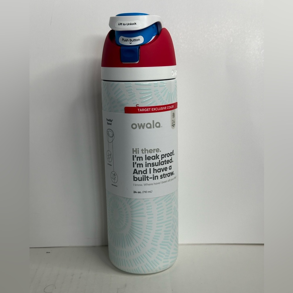 Owala Special Edition 24oz Stainless Steel Water Bottle (Red/White/Boom)